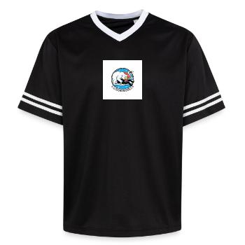 Dessin animé PolarJustice - T-shirt de foot unisexe en mesh - noir/blanc - Devant - AI Model Female 172 light (172cm) & AI Model Male 185 light (185cm)