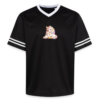 Maman licorne câlinée contre son bébé - T-shirt de foot unisexe en mesh - noir/blanc - Devant - AI Model Female 172 light (172cm) & AI Model Male 185 light (185cm)
