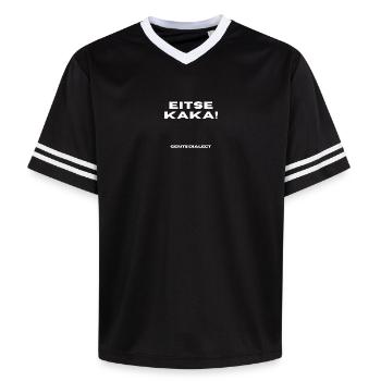 Gents_Dialect_T-shirt_Belgische_Streetwear - Unisex Football Style Mesh T-Shirt - black/white - Front - AI Model Female 172 light (172cm) & AI Model Male 185 light (185cm)
