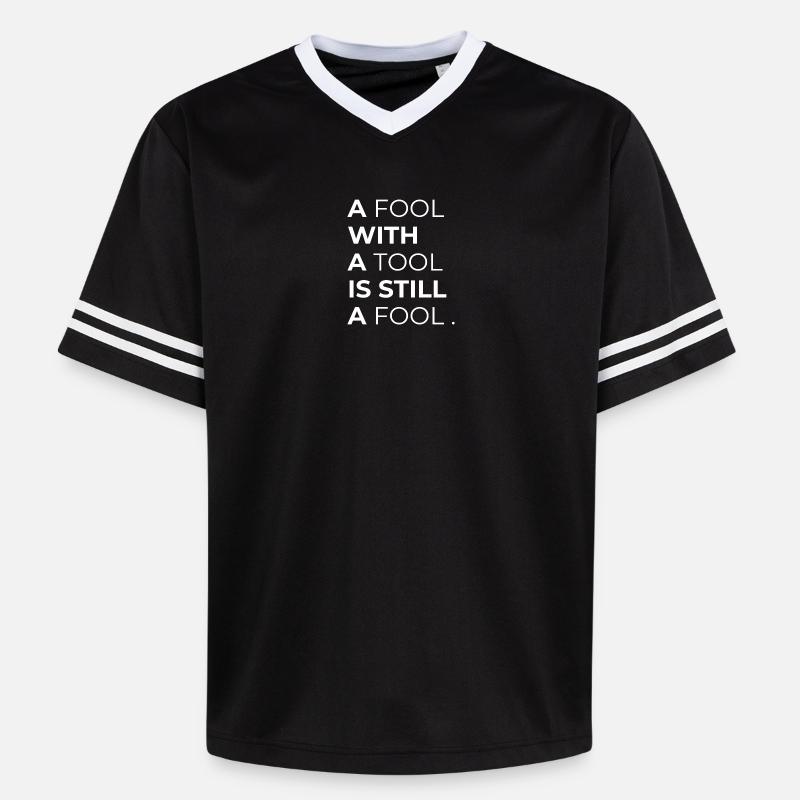 Toolwise Fool : Typographie audacieuse - T-shirt de foot unisexe en mesh - noir/blanc
