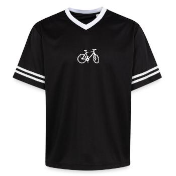 Retro Fahrrad Linie Kunst Design - Unisex Football Style Mesh T-Shirt - Schwarz/Weiß - Vorne - AI Model Female 172 light (172cm) & AI Model Male 185 light (185cm)