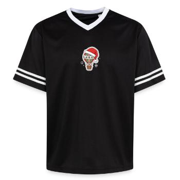 Hot air balloon with Christmas hat Christmas design - Unisex Football Style Mesh T-Shirt - black/white - Front - AI Model Female 172 light (172cm) & AI Model Male 185 light (185cm)