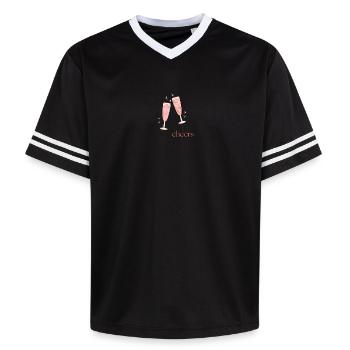 Cheers - Unisex Football Style Mesh T-Shirt - black/white - Front - AI Model Female 172 light (172cm) & AI Model Male 185 light (185cm)