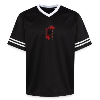 Albania - Unisex Football Style Mesh T-Shirt - black/white - Front - AI Model Female 172 light (172cm) & AI Model Male 185 light (185cm)