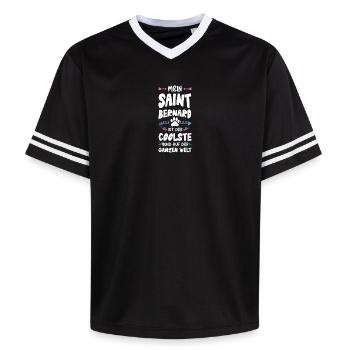 Saint Bernard Dog Saying - Unisex Football Style Mesh T-Shirt - black/white - Front - AI Model Female 172 light (172cm) & AI Model Male 185 light (185cm)