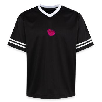 LOVE. CHRISTMAS. COUPLE. JUST MARRIED. Bachelorette party - Unisex Football Style Mesh T-Shirt - black/white - Front - AI Model Female 172 light (172cm) & AI Model Male 185 light (185cm)