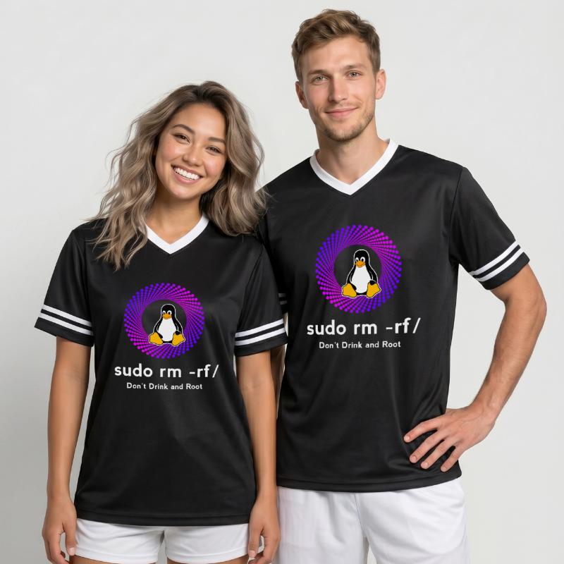 Computer Sys admin Penguin Nerd pc sudo rm -rf cod Unisex Football Style Mesh T-Shirt