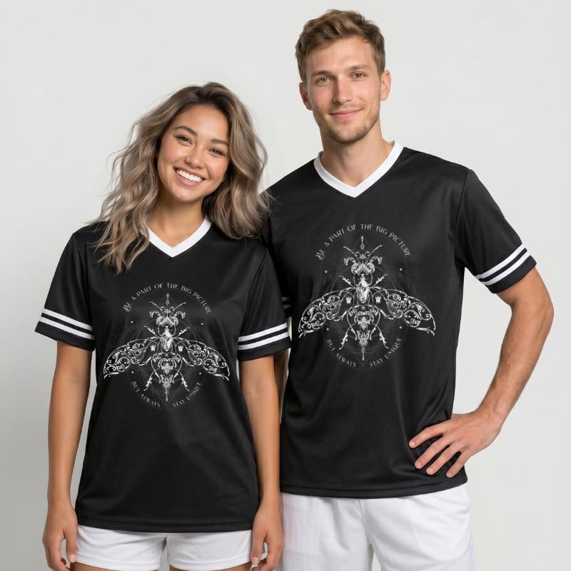 Insect Pattern Modèle d’insecte Psychédélique Bug Pattern T-shirt de foot unisexe en mesh