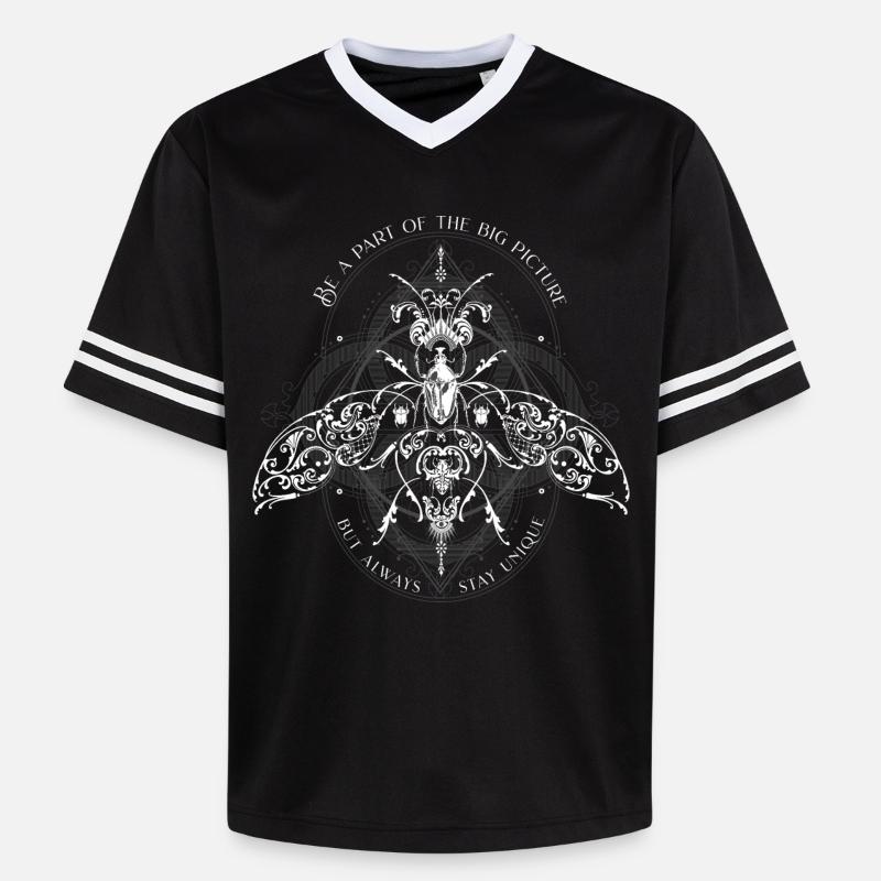Insects Psychedelic Bug Pattern - Unisex Football Style Mesh T-Shirt - black/white