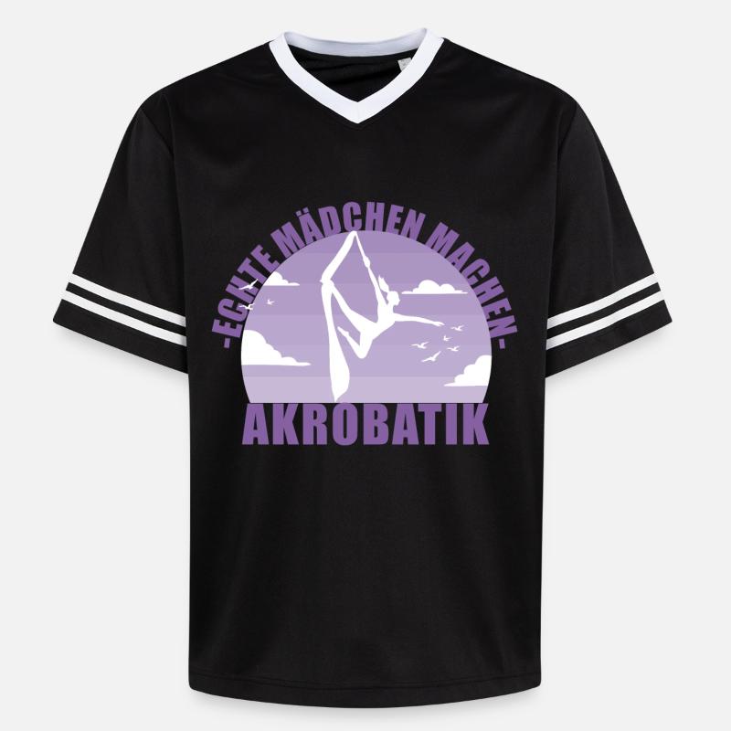 Echte Mädchen machen Akrobatik! Geschenk - Unisex Football Style Mesh T-Shirt - Schwarz/Weiß
