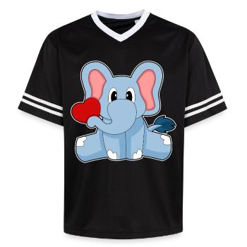 Elefant Herz - Unisex Football Style Mesh T-Shirt - Schwarz/Weiß - Vorne - AI Model Female 172 light (172cm) & AI Model Male 185 light (185cm)