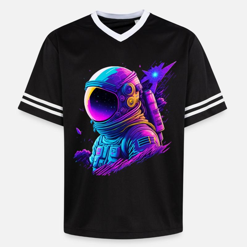 Synthwave Astronaute Space Explorer - T-shirt de foot unisexe en mesh - noir/blanc