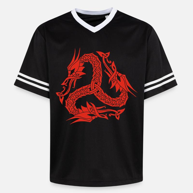 Hydre rouge celte - T-shirt de foot unisexe en mesh - noir/blanc