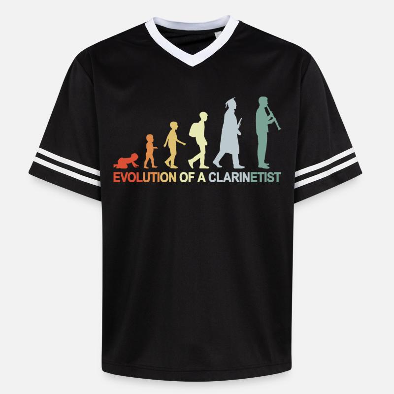 Évolution de la clarinette - Unisex Football Style Mesh T-Shirt - noir/blanc