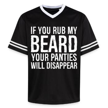 Wenn du meinen Bart reibst, verschwindet dein Höschen - Unisex Football Style Mesh T-Shirt - Schwarz/Weiß - Vorne - AI Model Female 172 light (172cm) & AI Model Male 185 light (185cm)