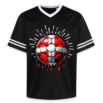 EM 2024 Dänemark Fan-Shirt - Unisex Football Style Mesh T-Shirt - Schwarz/Weiß - Vorne - AI Model Female 172 light (172cm) & AI Model Male 185 light (185cm)