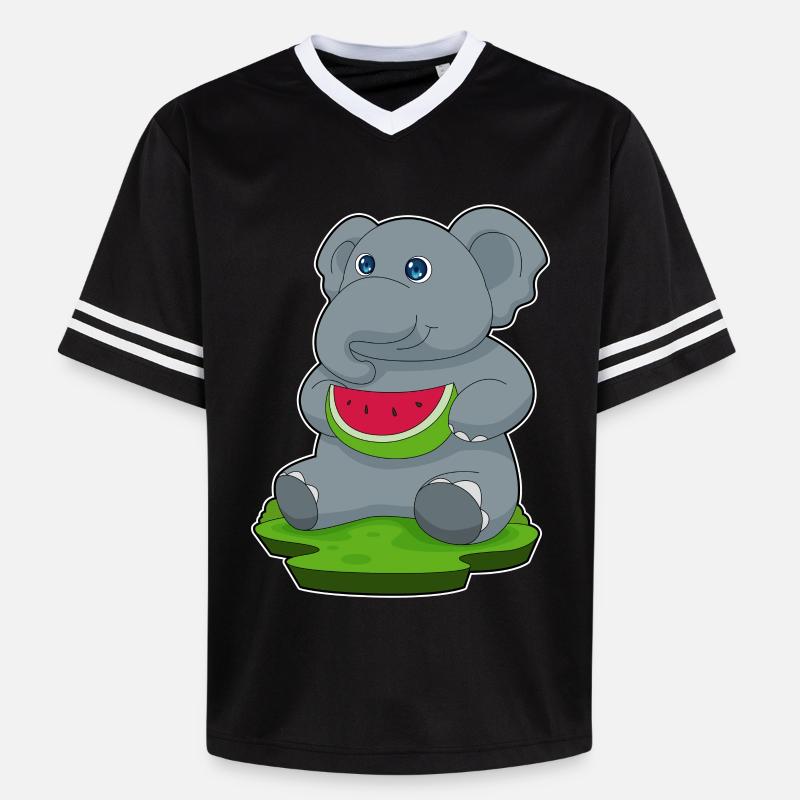 Éléphant Pastèque Fruit - T-shirt de foot unisexe en mesh - noir/blanc