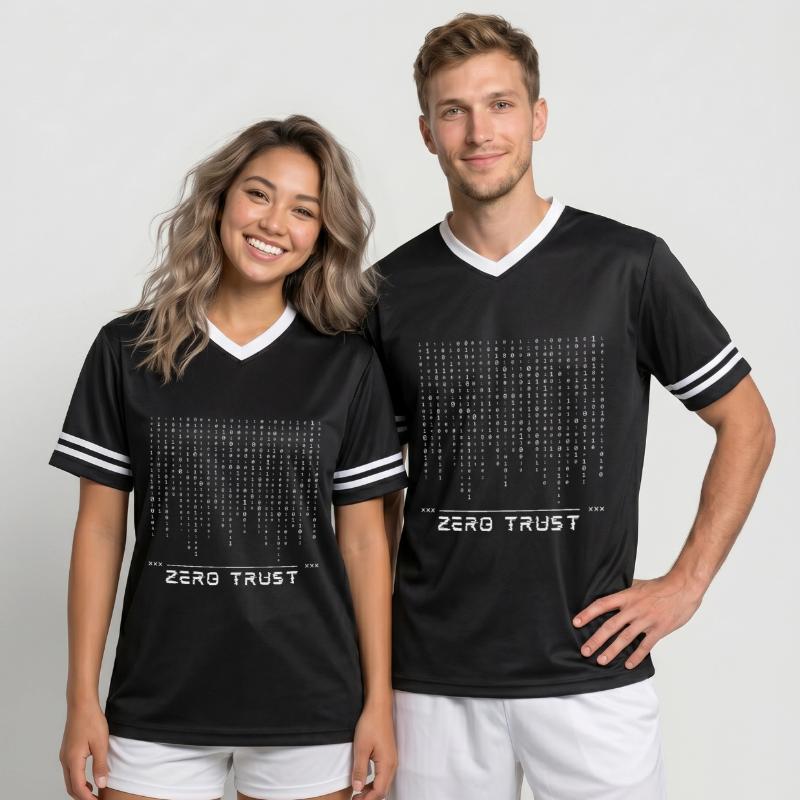 Zero Trust Binary Code Unisex Football Style Mesh T-Shirt