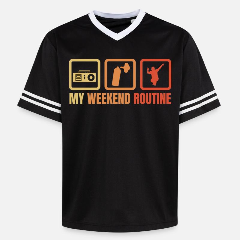 Break Dancer Wochenendroutine - Unisex Football Style Mesh T-Shirt - Schwarz/Weiß