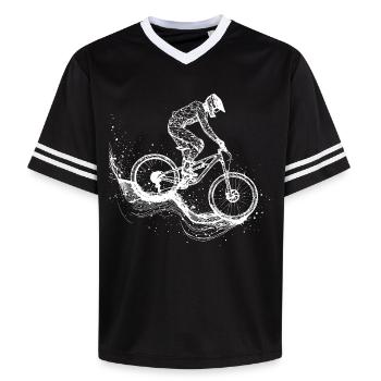 Dessin VTT - T-shirt de foot unisexe en mesh - noir/blanc - Devant - AI Model Female 172 light (172cm) & AI Model Male 185 light (185cm)