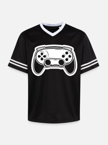 Video Game Controller Drawing - Unisex Football Style Mesh T-Shirt - black/white