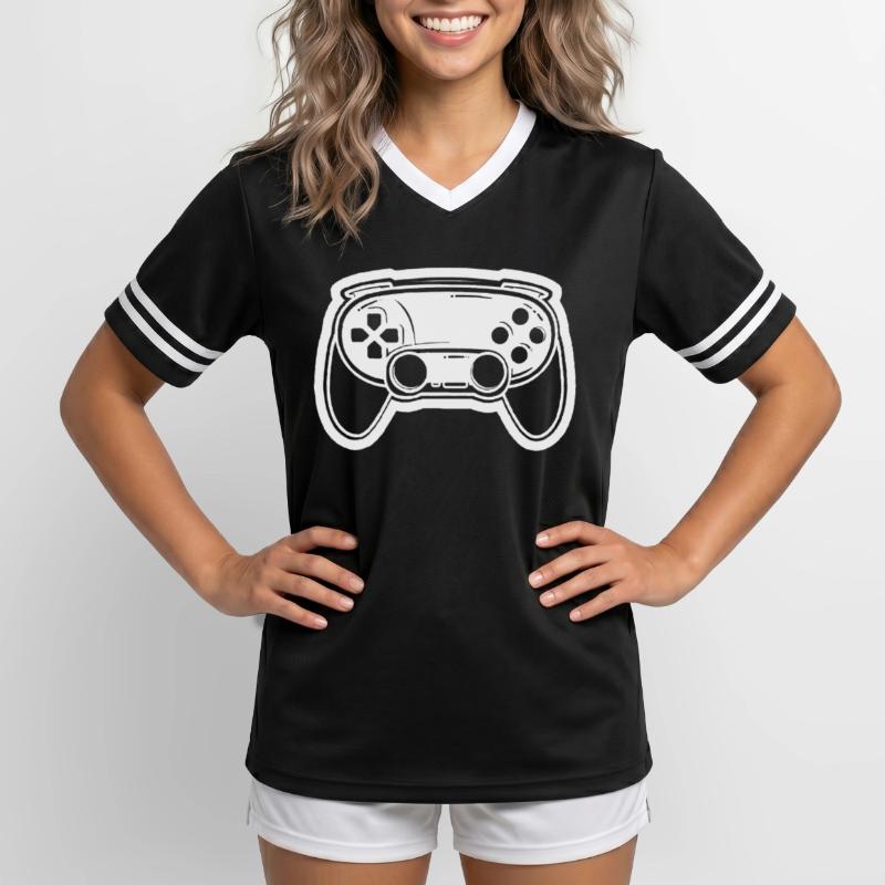 Video Game Controller Drawing Unisex Football Style Mesh T-Shirt