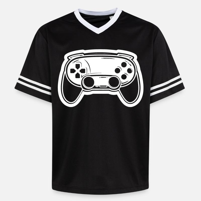 Videospiel Controller Zeichnung - Unisex Football Style Mesh T-Shirt - Schwarz/Weiß
