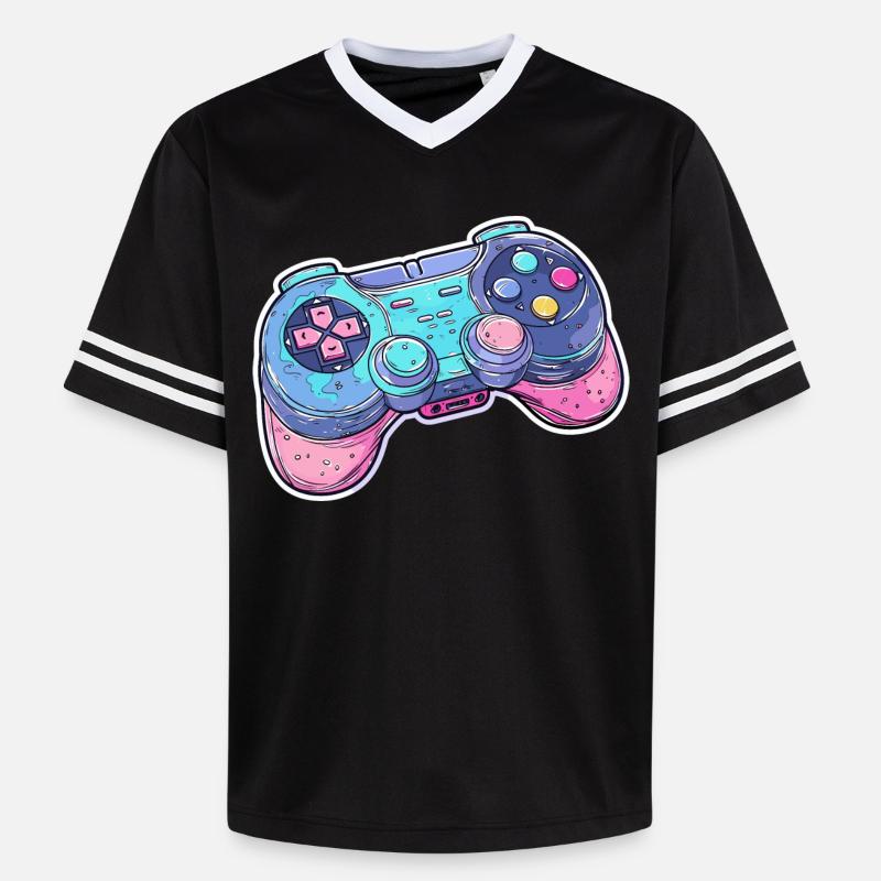 Game Controller Graphics - Unisex Football Style Mesh T-Shirt - black/white