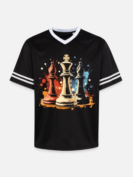Chess Bishop and King Graffiti - Unisex Football Style Mesh T-Shirt - black/white