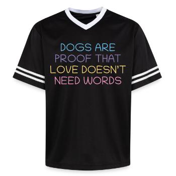 Les chiens prouvent l’amour sans mots - T-shirt de foot unisexe en mesh - noir/blanc - Devant - AI Model Female 172 light (172cm) & AI Model Male 185 light (185cm)
