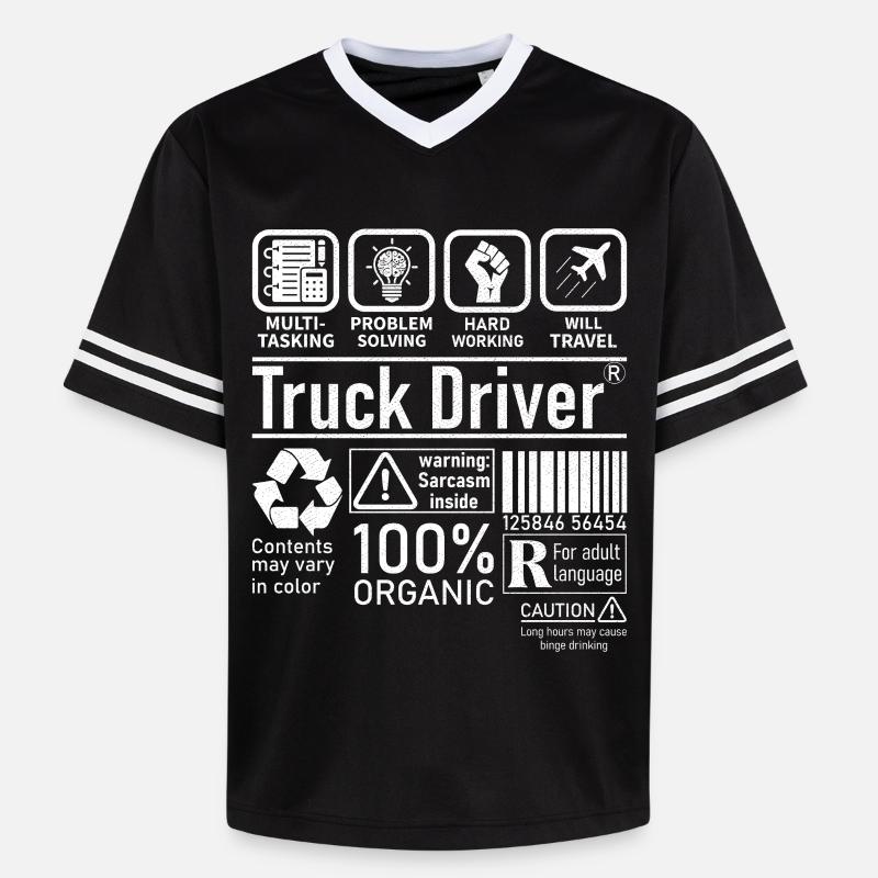 Truck Driver multi tasking problem solving - Unisex Football Style Mesh T-Shirt - black/white
