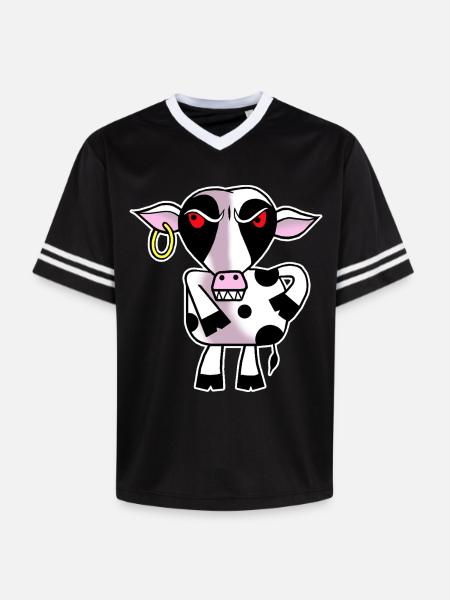 Angry cow - Unisex Football Style Mesh T-Shirt - black/white