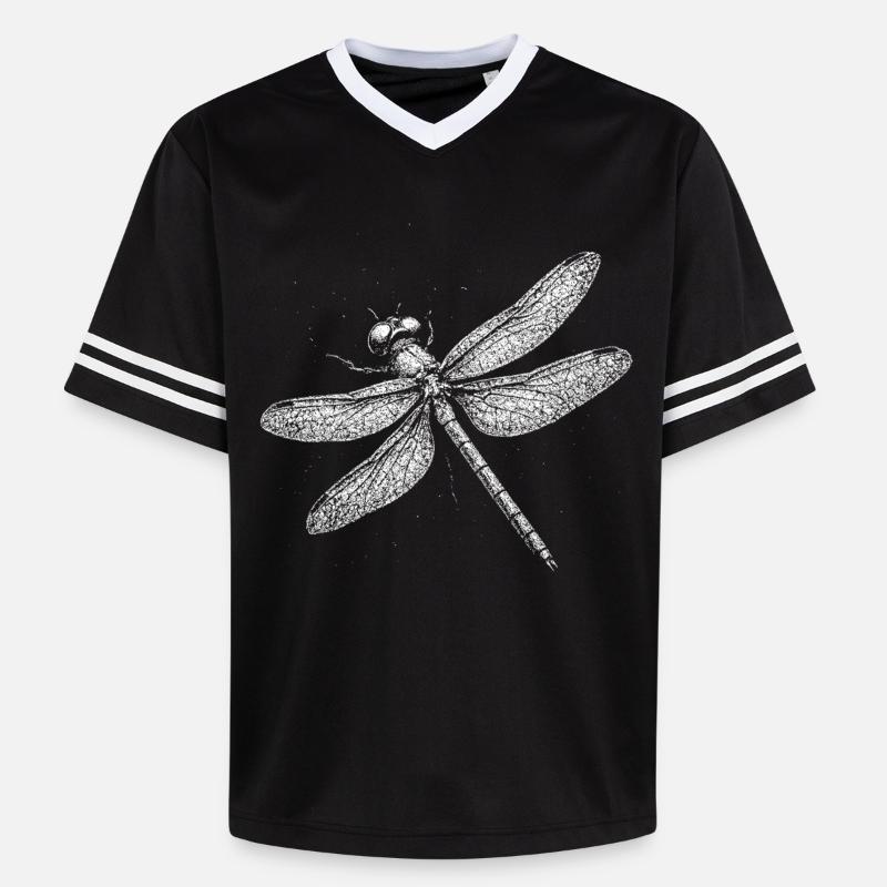 Libelle - Unisex Football Style Mesh T-Shirt - Schwarz/Weiß