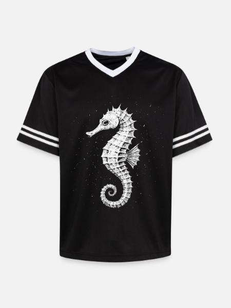 Seepferdchen - Unisex Football Style Mesh T-Shirt - Schwarz/Weiß