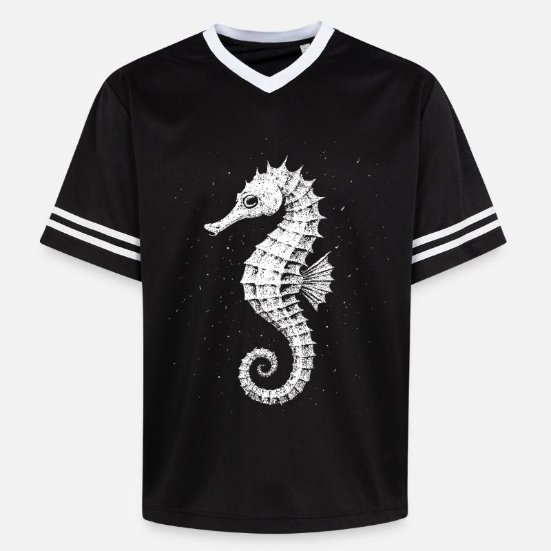 Seepferdchen - Unisex Football Style Mesh T-Shirt - Schwarz/Weiß