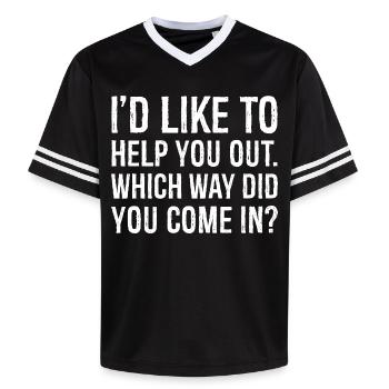 Ich würde dir gerne helfen, welchen Weg du gekommen bist - Unisex Football Style Mesh T-Shirt - Schwarz/Weiß - Vorne - AI Model Female 172 light (172cm) & AI Model Male 185 light (185cm)