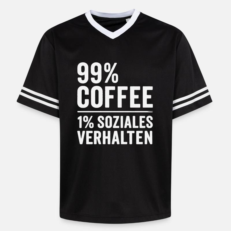 99 % Kaffee - Unisex Football Style Mesh T-Shirt - Schwarz/Weiß
