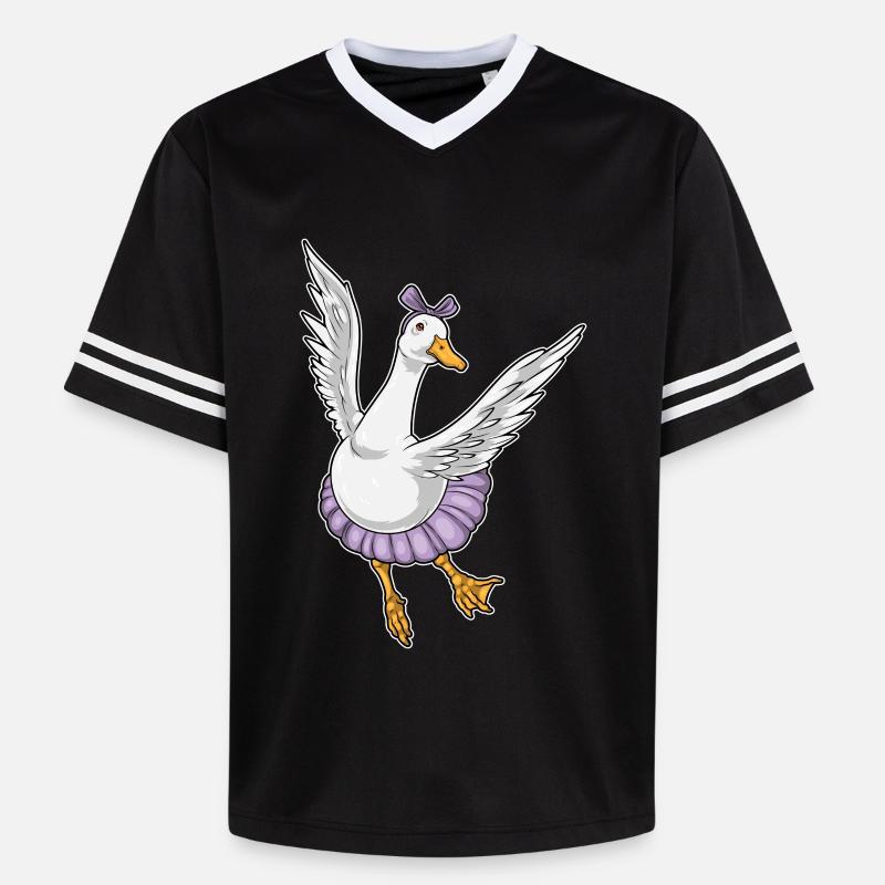 Duck Ballerina Ballet Dance - Unisex Football Style Mesh T-Shirt - black/white
