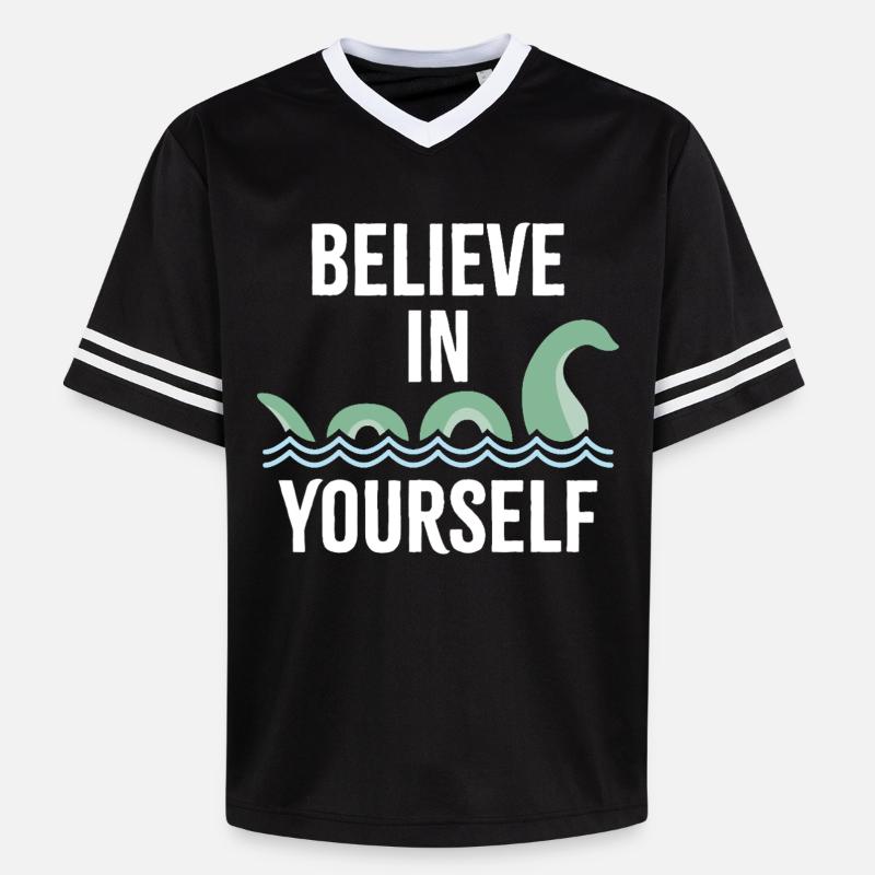 an sich selbst glauben - Unisex Football Style Mesh T-Shirt - Schwarz/Weiß