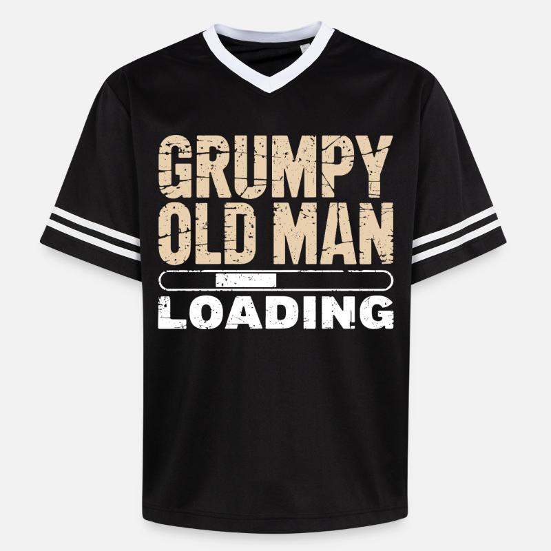 Grumpy Old Man Loading - Unisex Football Style Mesh T-Shirt - black/white