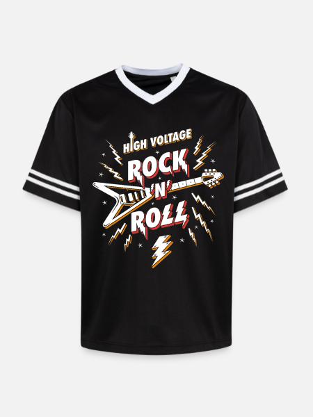 Hochspannungs-Rock'n'Roll-Gitarre - Unisex Football Style Mesh T-Shirt - Schwarz/Weiß