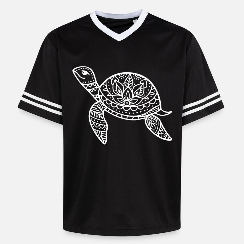Boho turtle with pattern shell - Unisex Football Style Mesh T-Shirt - black/white