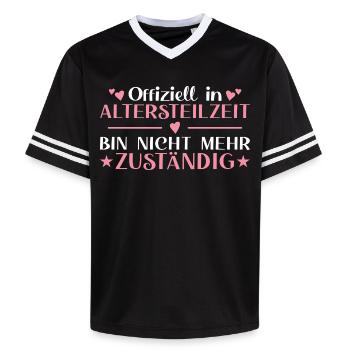 Retraite partielle Femme non responsable - retraite anticipée - T-shirt de foot unisexe en mesh - noir/blanc - Devant - AI Model Female 172 light (172cm) & AI Model Male 185 light (185cm)