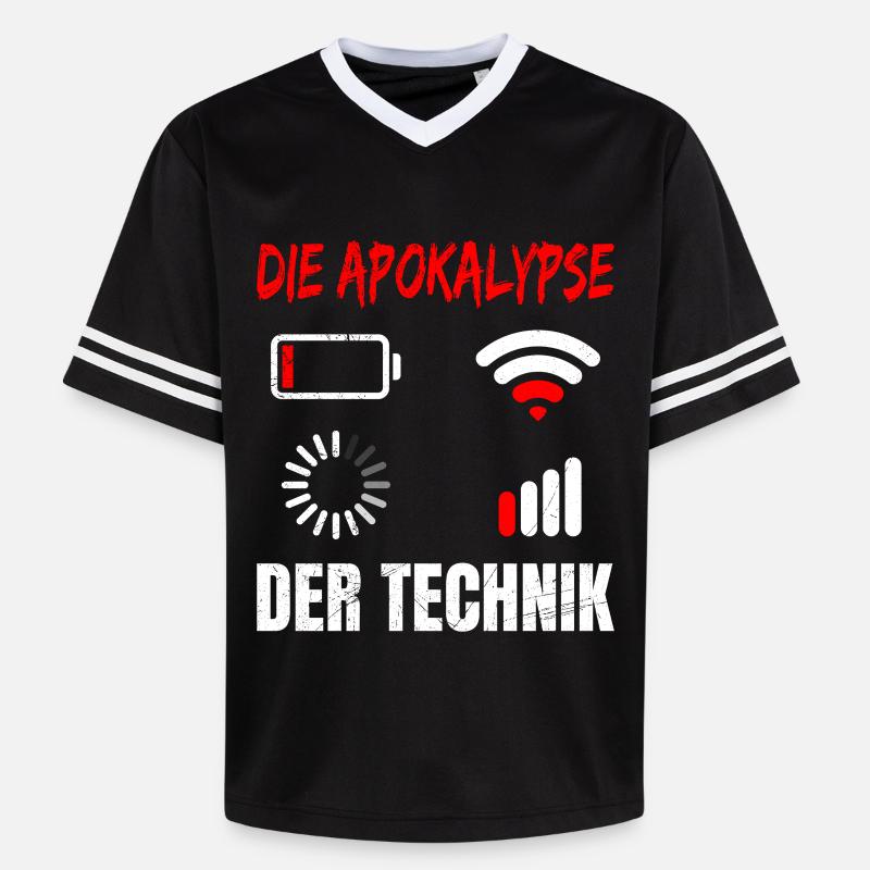 Coder L’APOCALYPSE DE LA TECHNOLOGIE DRÔLE - T-shirt de foot unisexe en mesh - noir/blanc