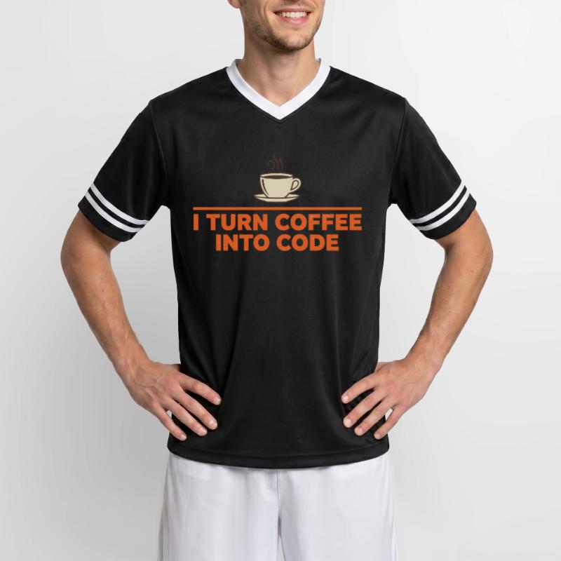 Je transforme le café en code – Programmer Retro T-shirt de foot unisexe en mesh