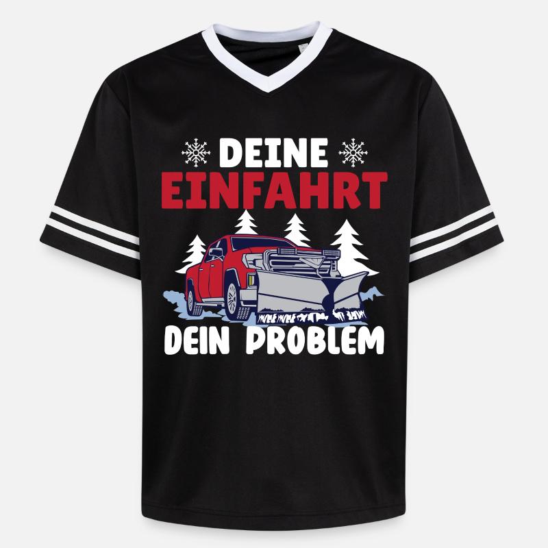 Schneepflugfahrer DEINE EINFAHRT DEIN PROBLEM - Unisex Football Style Mesh T-Shirt - Schwarz/Weiß