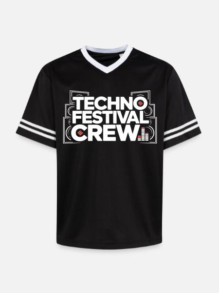 Techno Festival Crew – Techo Party Outfit - Unisex Football Style Mesh T-Shirt - black/white