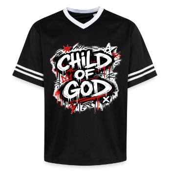 Lettrage graffiti Child of God - T-shirt de foot unisexe en mesh - noir/blanc - Devant - AI Model Female 172 light (172cm) & AI Model Male 185 light (185cm)