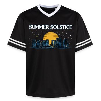 Litha Pagan Summer Solstice Midsummer Midsommar - Unisex Football Style Mesh T-Shirt - black/white - Front - AI Model Female 172 light (172cm) & AI Model Male 185 light (185cm)