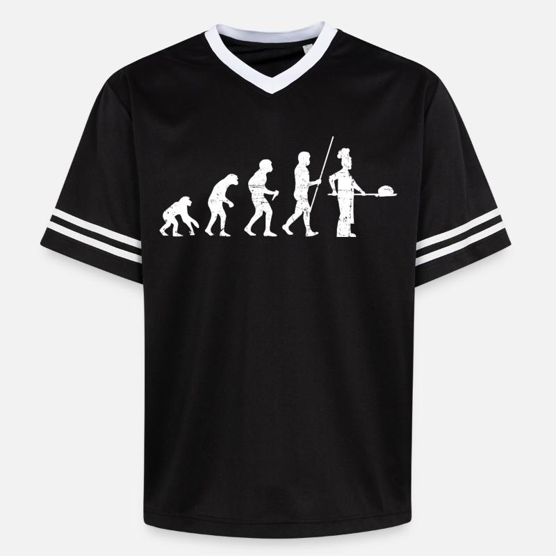 Bäcker Evolution Distressed Look - Unisex Football Style Mesh T-Shirt - Schwarz/Weiß